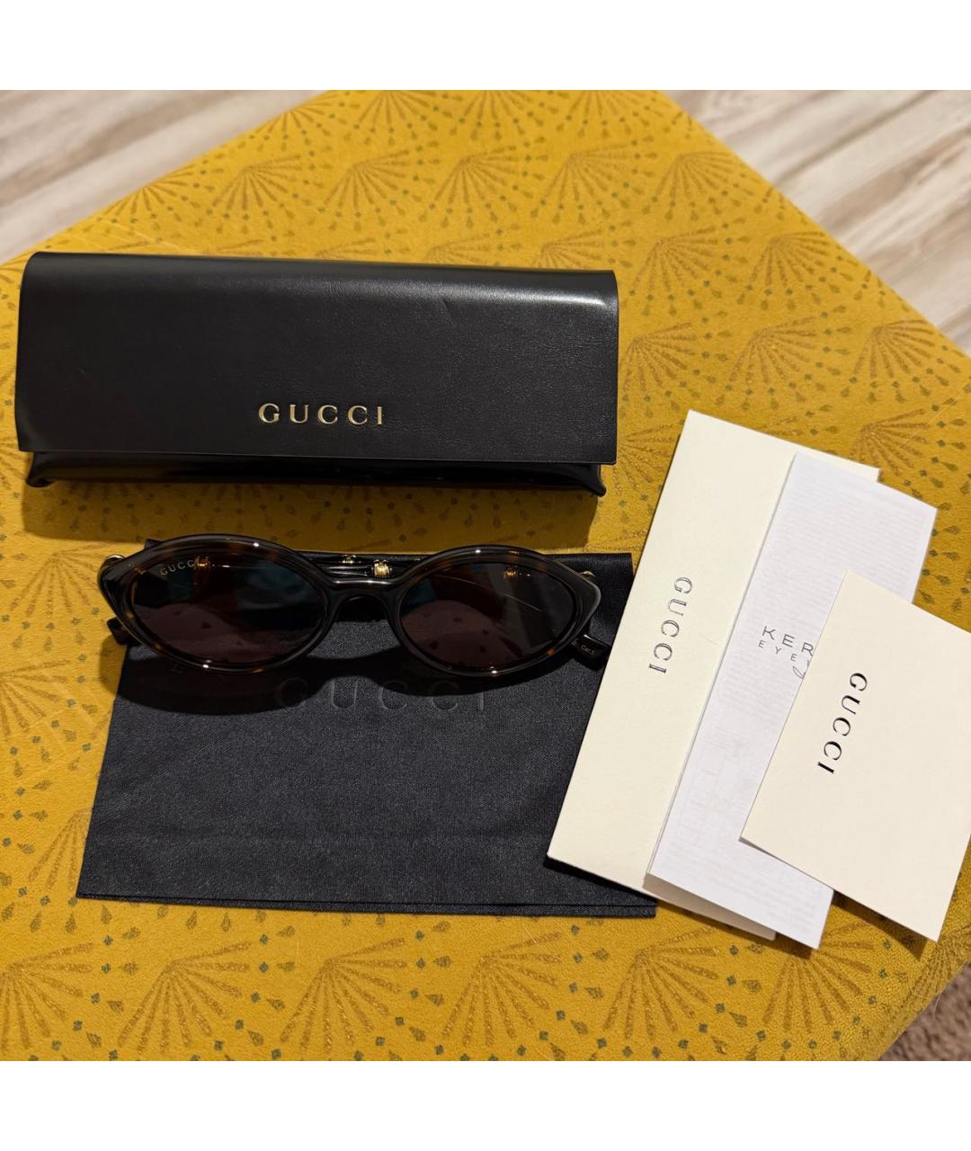 GUCCI Коричневые пластиковые солнцезащитные очки, фото 8