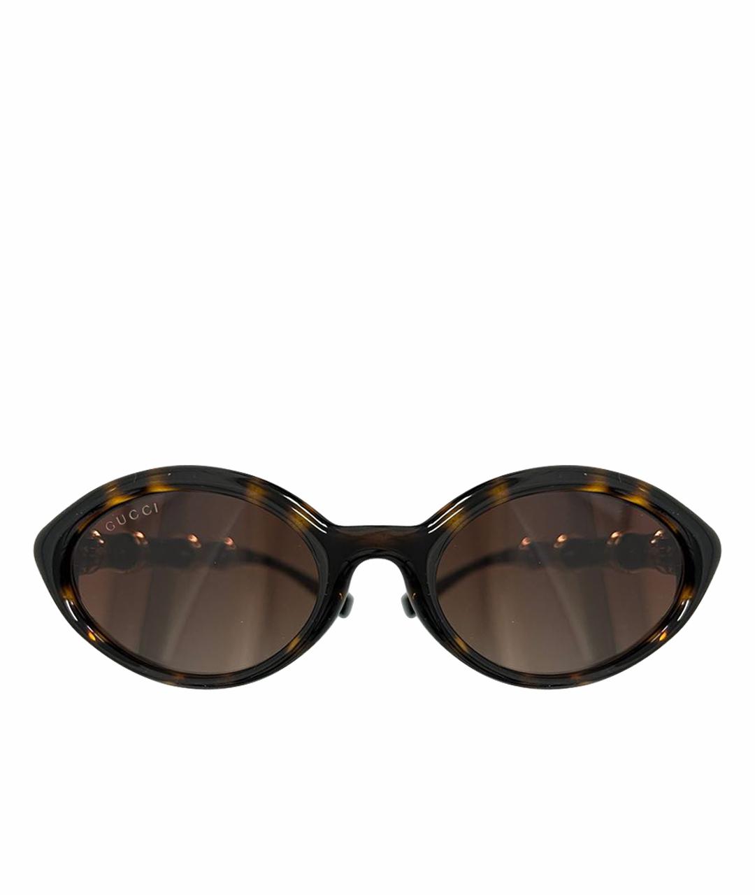 GUCCI Коричневые пластиковые солнцезащитные очки, фото 1