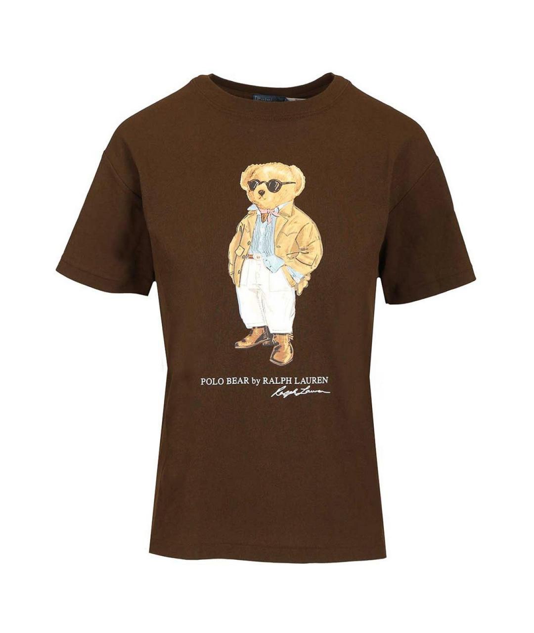 POLO RALPH LAUREN Коричневая хлопковая футболка, фото 1