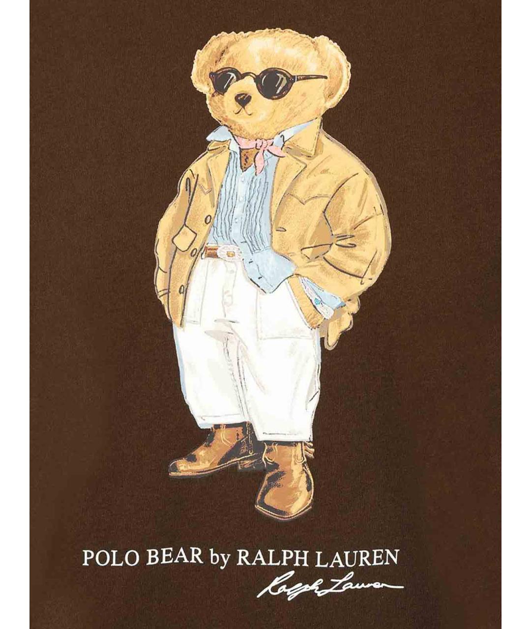 POLO RALPH LAUREN Коричневая хлопковая футболка, фото 3