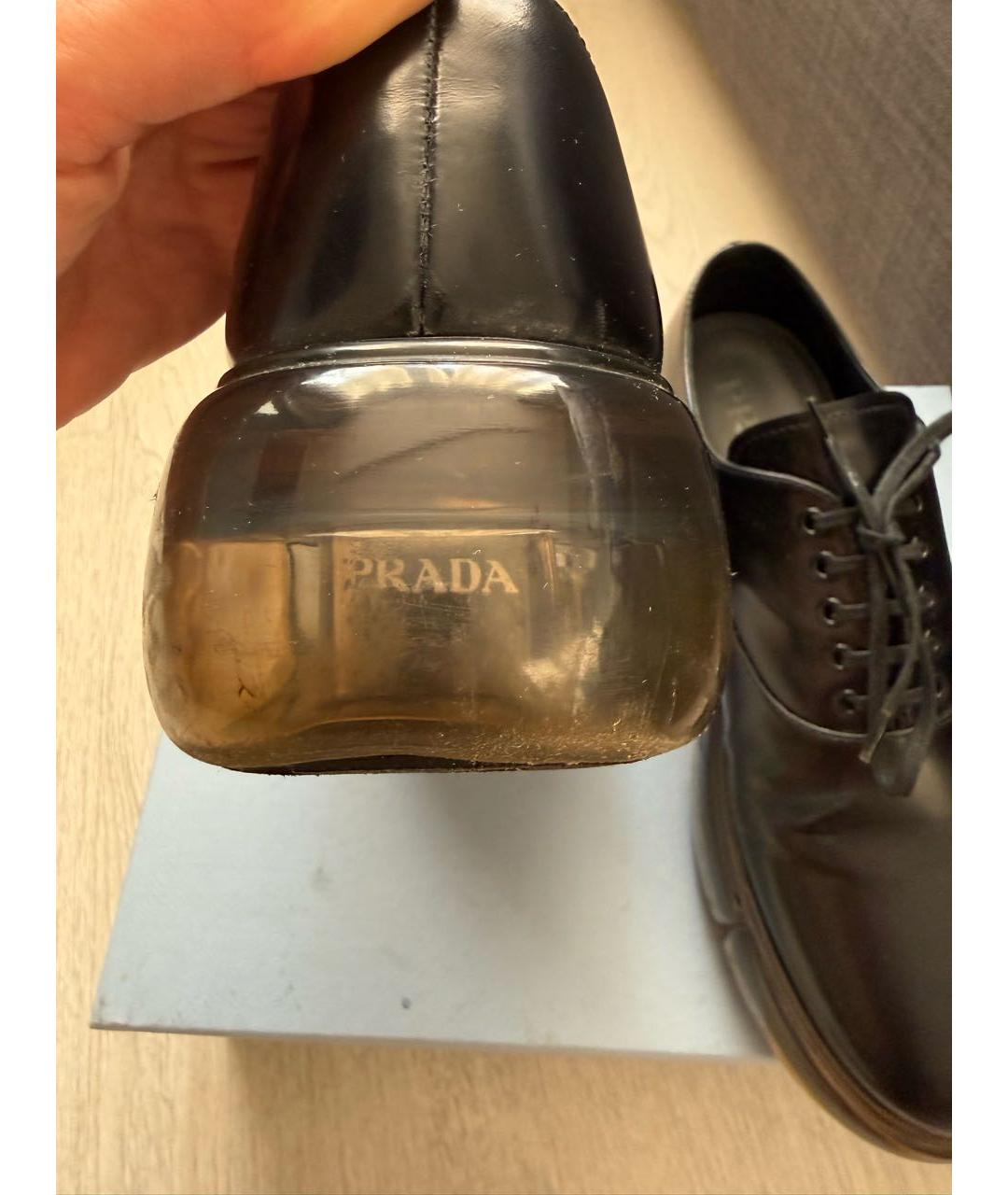PRADA Черные кожаные брогги и оксфорды, фото 4
