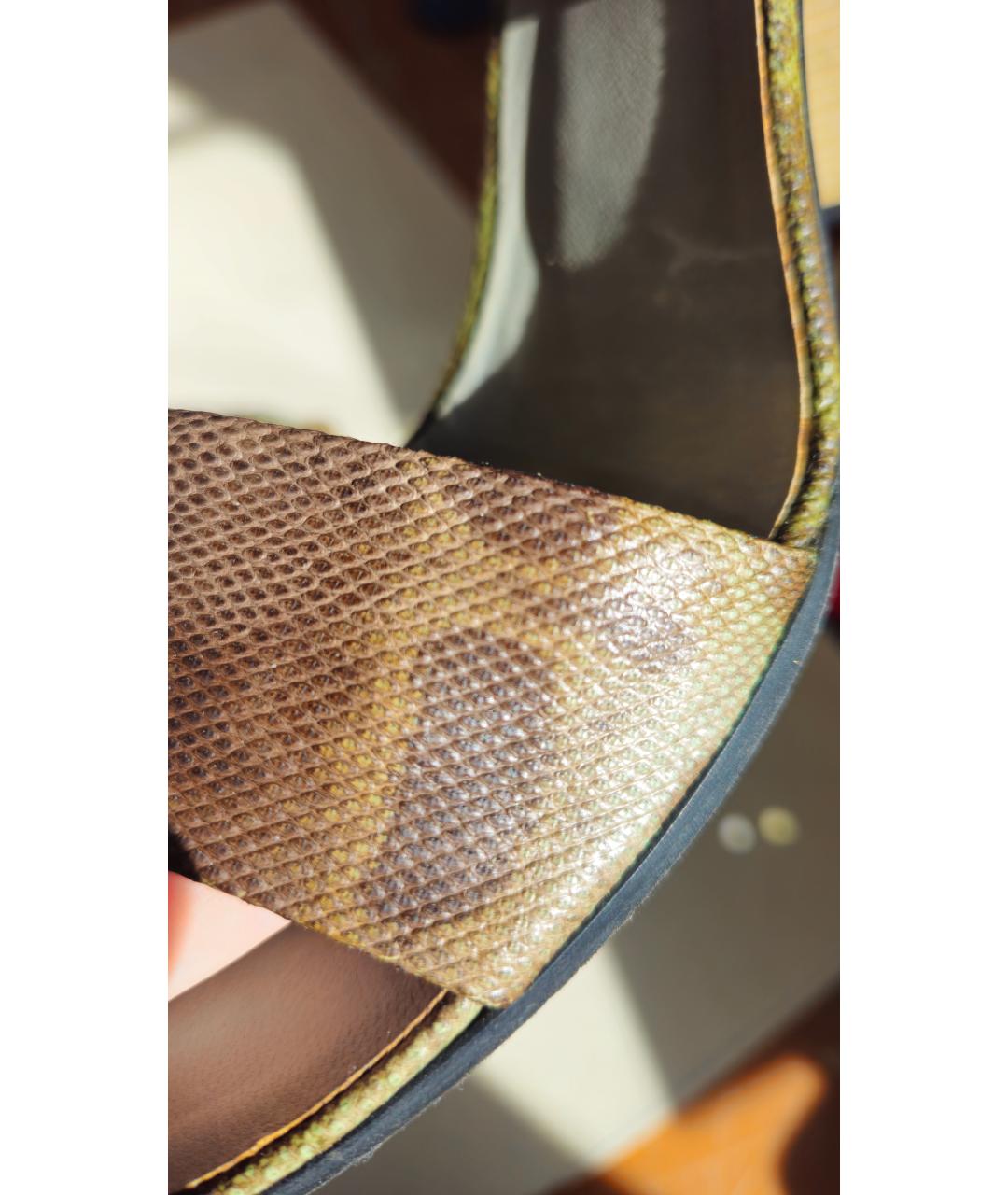 GUCCI Коричневые босоножки из экзотической кожи, фото 7
