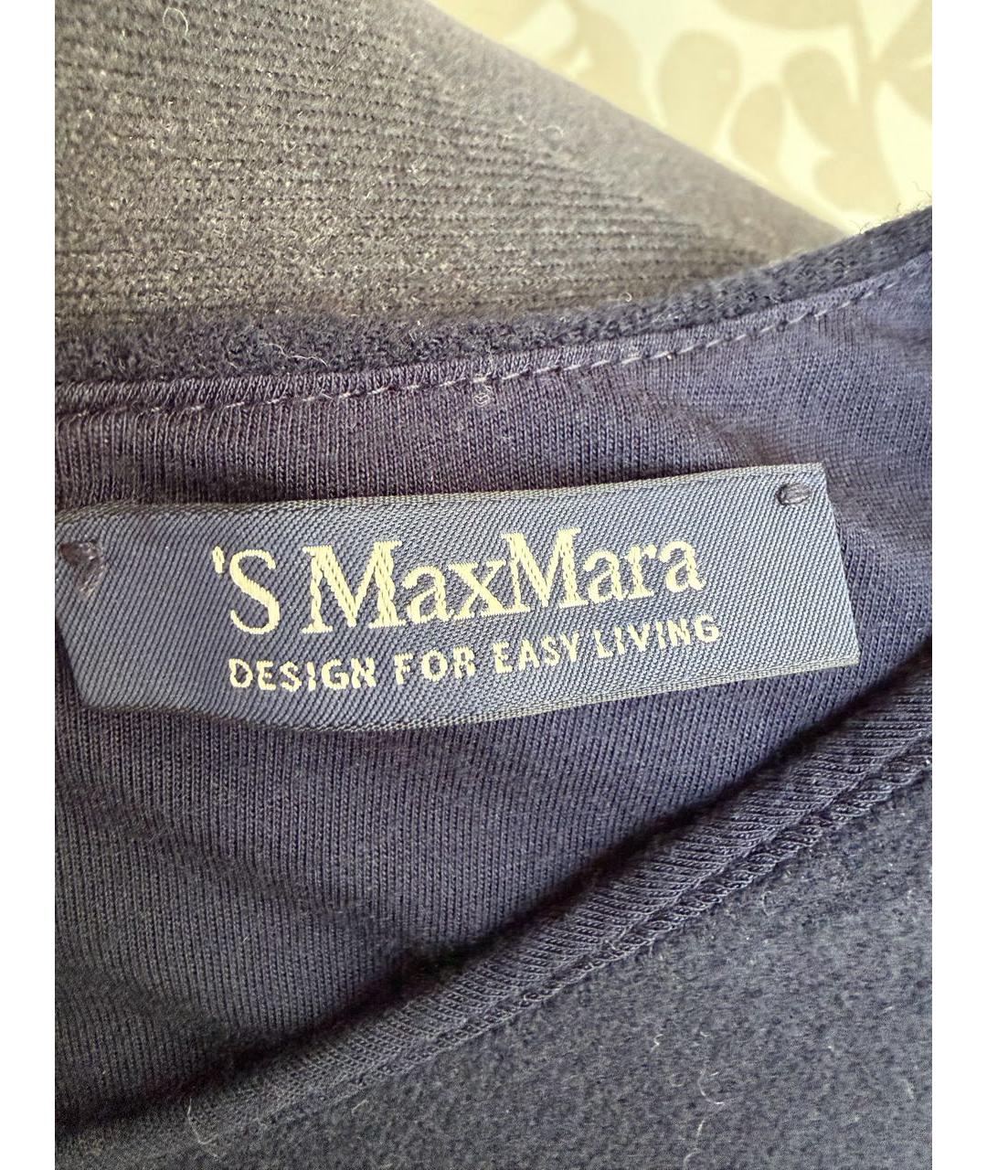 'S MAX MARA Темно-синее шерстяное повседневное платье, фото 5