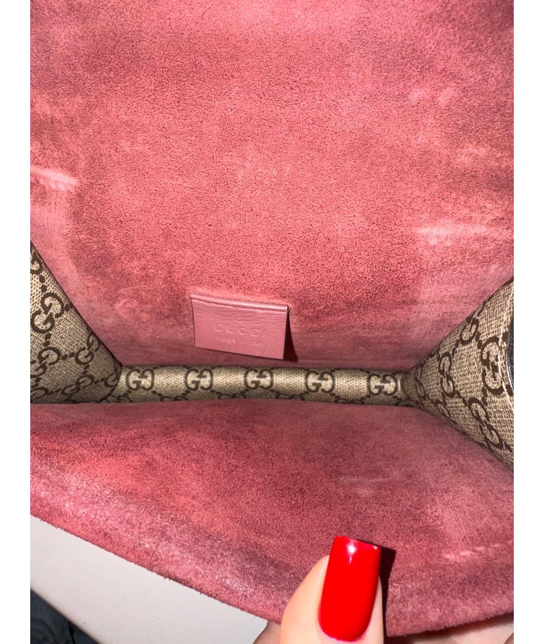 GUCCI Бежевая сумка с короткими ручками из канвы, фото 4