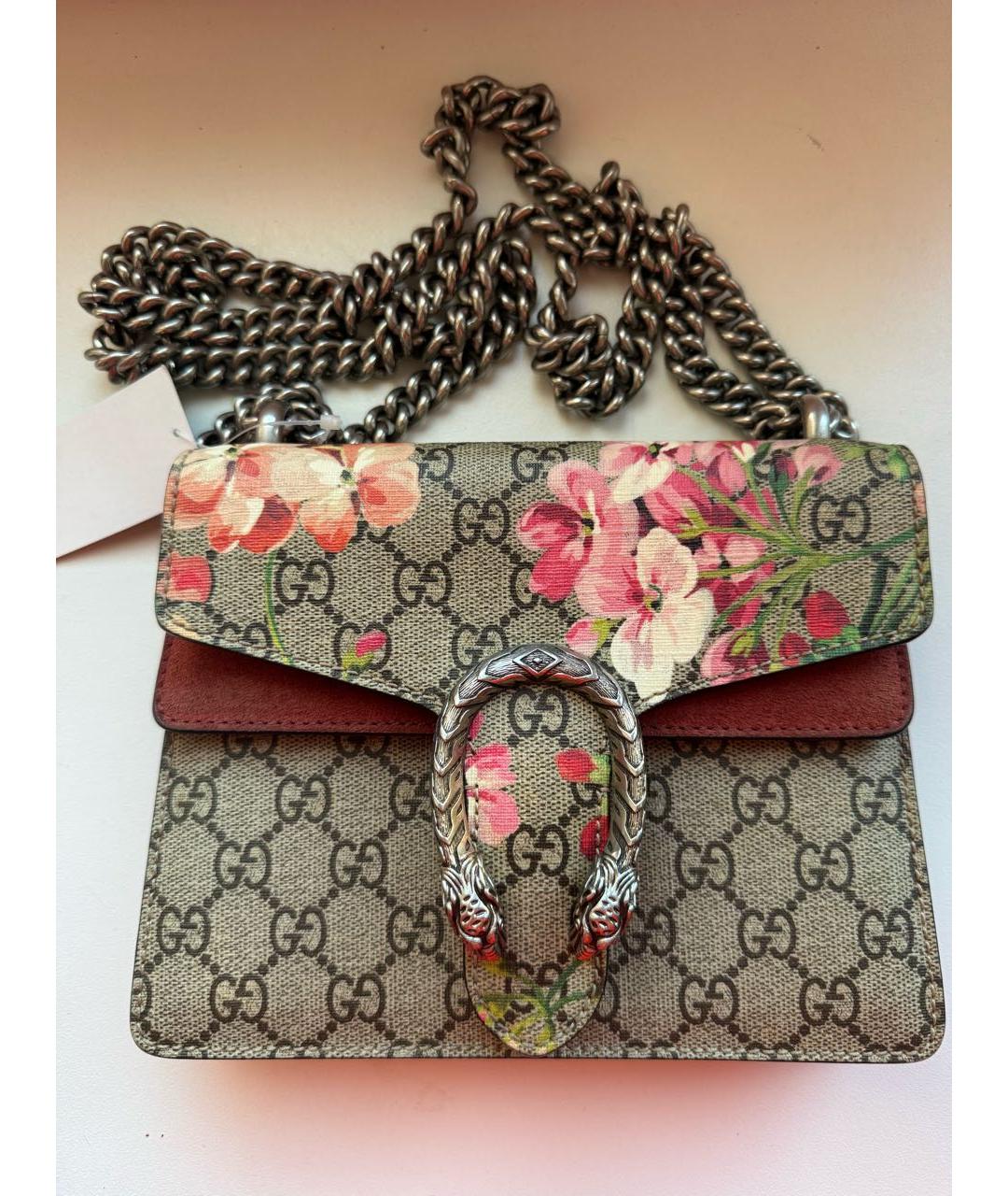 GUCCI Бежевая сумка с короткими ручками из канвы, фото 5