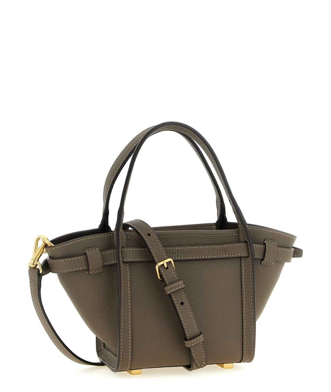 TOD'S Хаки кожаная сумка с короткими ручками, фото 2