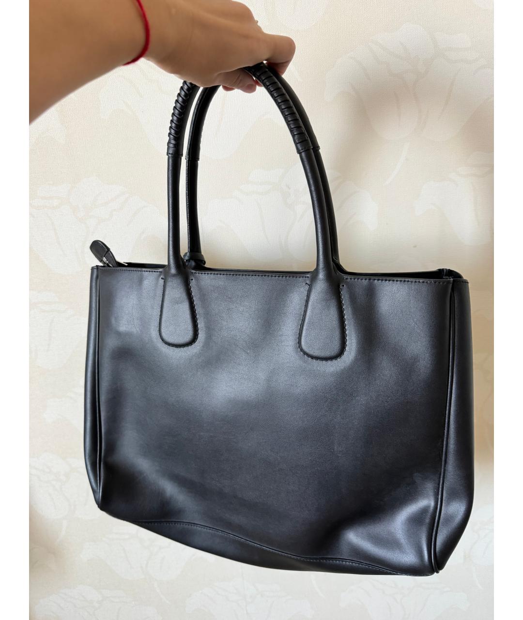 FERRAGAMO Черная кожаная сумка тоут, фото 4