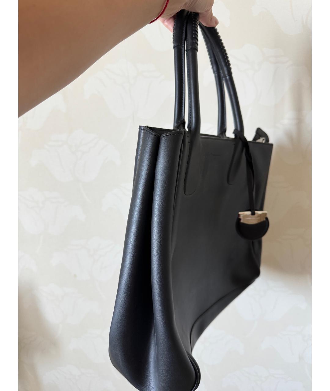 FERRAGAMO Черная кожаная сумка тоут, фото 3