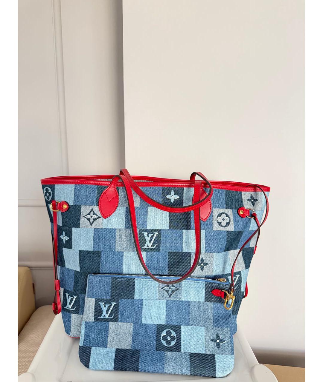 LOUIS VUITTON Синяя тканевая сумка тоут, фото 4