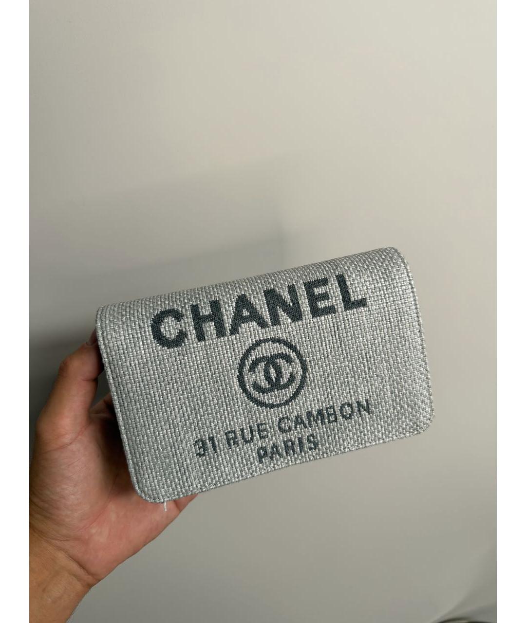 CHANEL Серая тканевая сумка с короткими ручками, фото 5