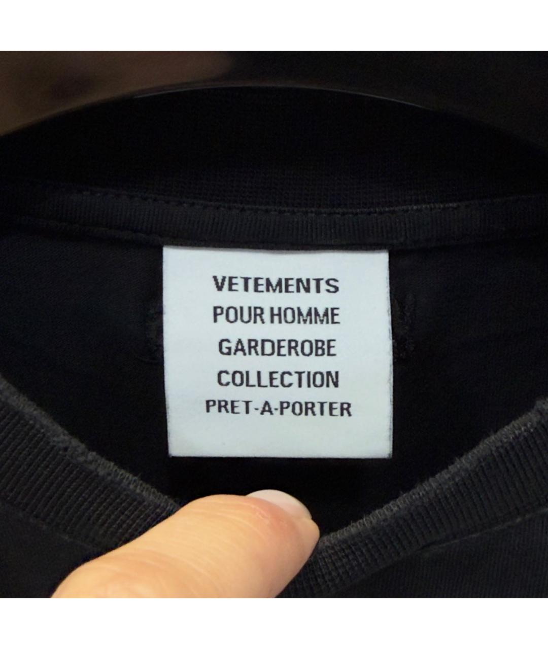 VETEMENTS Черная хлопковая футболка, фото 7