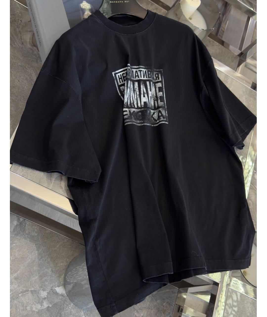 VETEMENTS Черная хлопковая футболка, фото 3