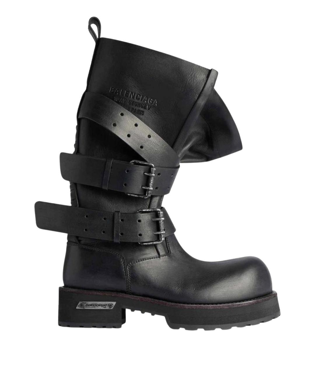 BALENCIAGA Черные кожаные высокие ботинки, фото 1
