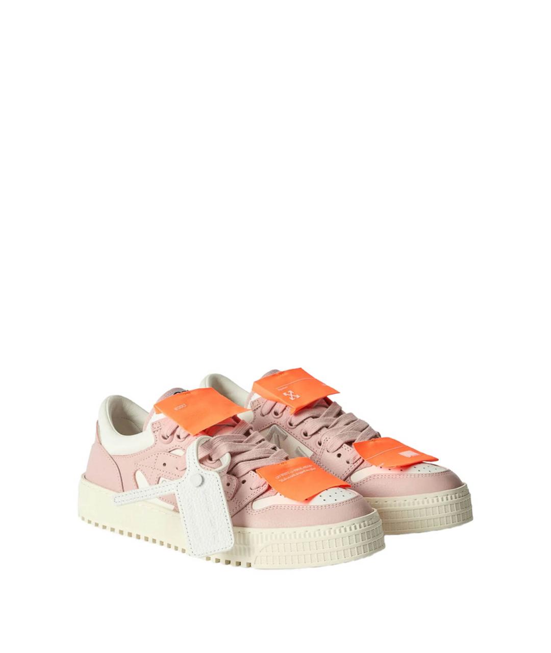 OFF-WHITE Розовые кожаные кеды, фото 4