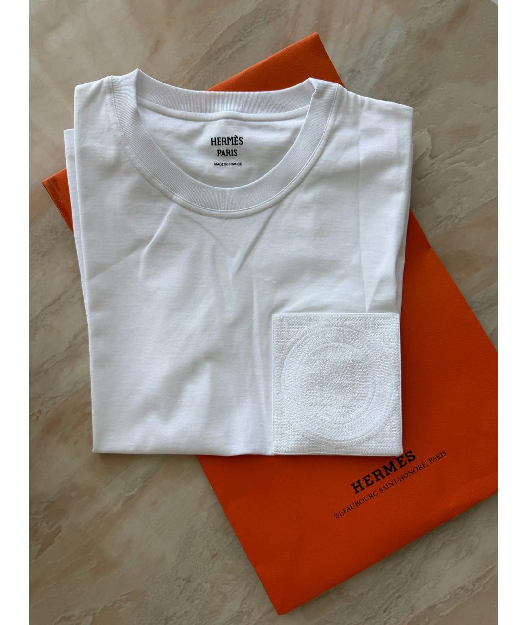 HERMES Белая хлопковая футболка, фото 7