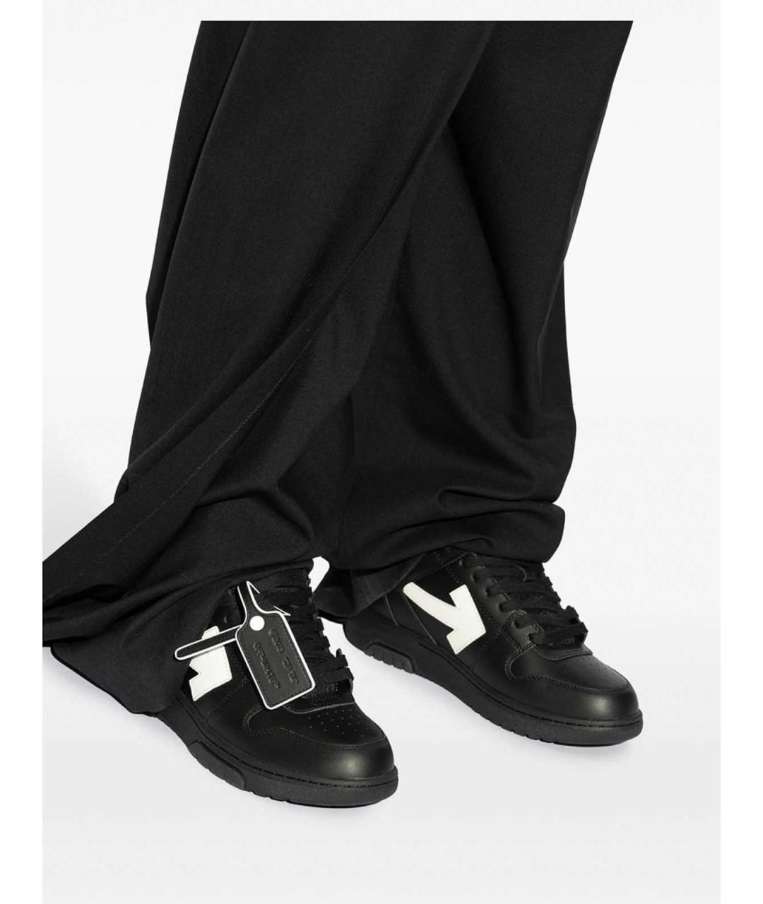 OFF-WHITE Черные кожаные низкие кроссовки / кеды, фото 2