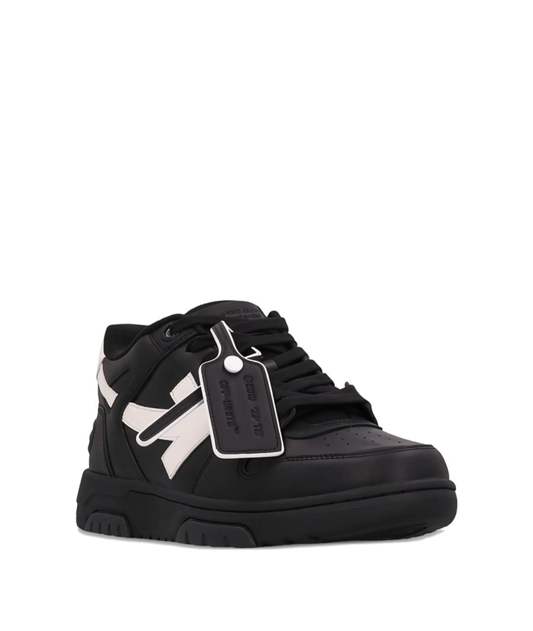 OFF-WHITE Черные кожаные низкие кроссовки / кеды, фото 5