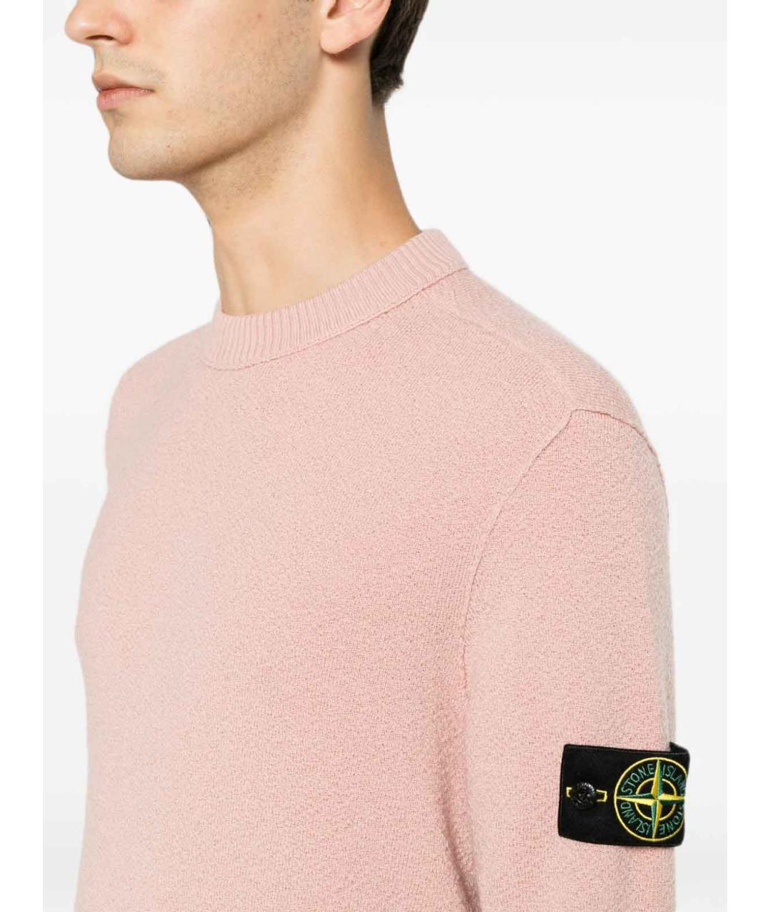 STONE ISLAND Розовый шерстяной джемпер / свитер, фото 2