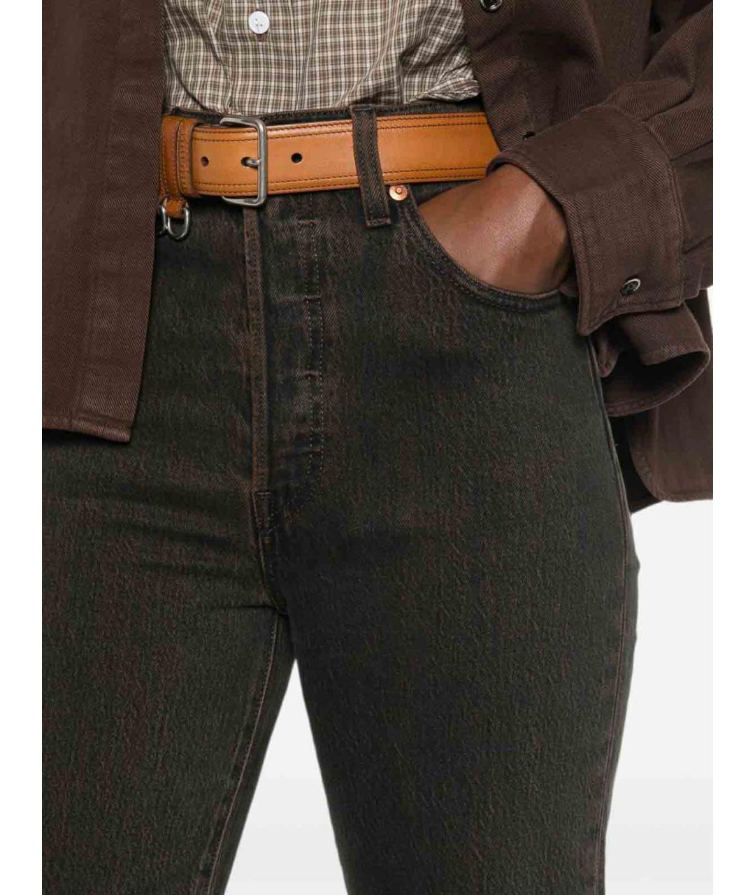LEVI'S Коричневые хлопковые прямые джинсы, фото 5