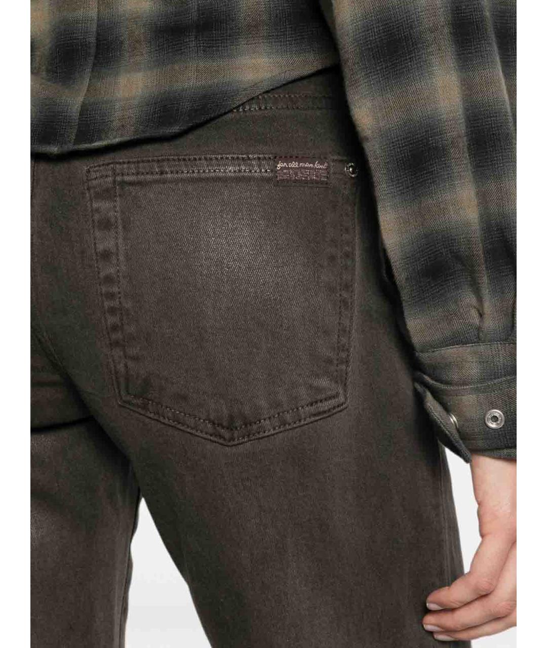7 FOR ALL MANKIND Коричневые хлопковые прямые джинсы, фото 5