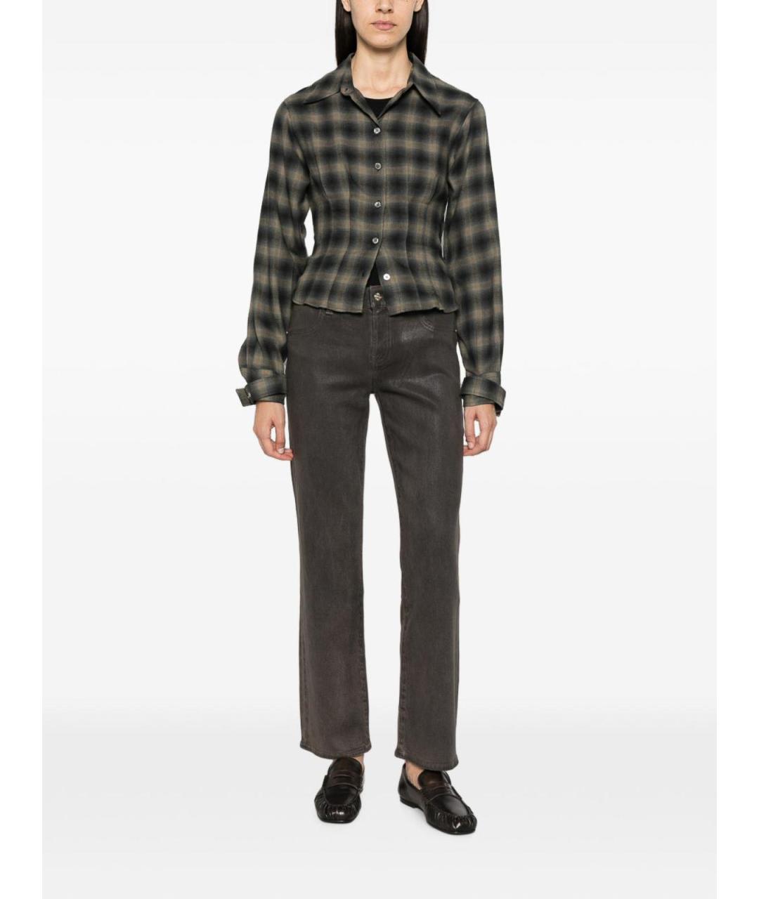 7 FOR ALL MANKIND Коричневые хлопковые прямые джинсы, фото 4