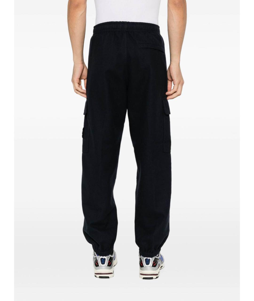 STONE ISLAND Темно-синие хлопковые повседневные брюки, фото 3
