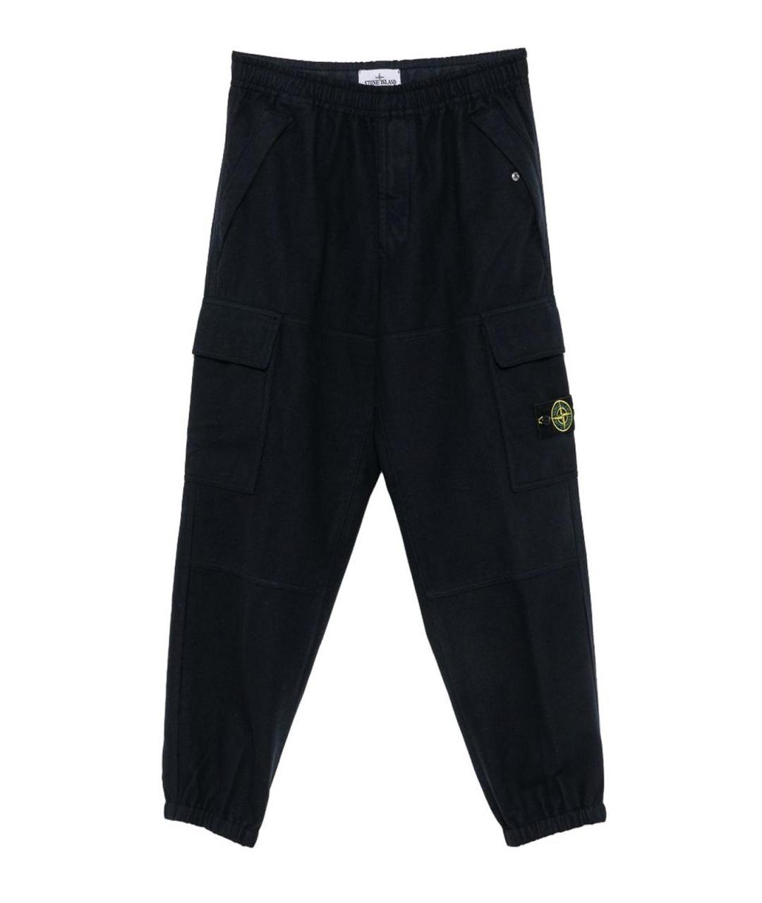STONE ISLAND Темно-синие хлопковые повседневные брюки, фото 1