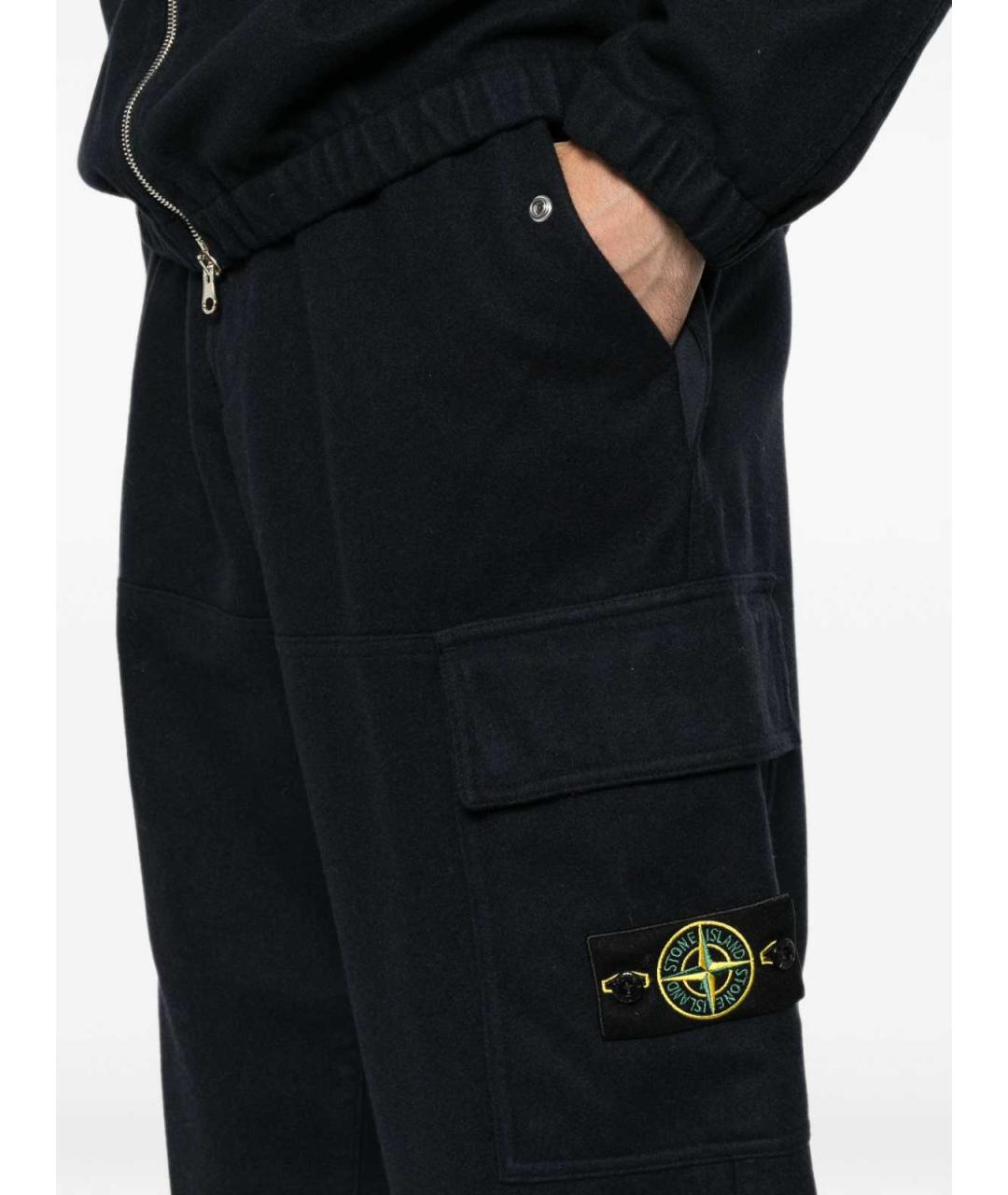 STONE ISLAND Темно-синие хлопковые повседневные брюки, фото 2