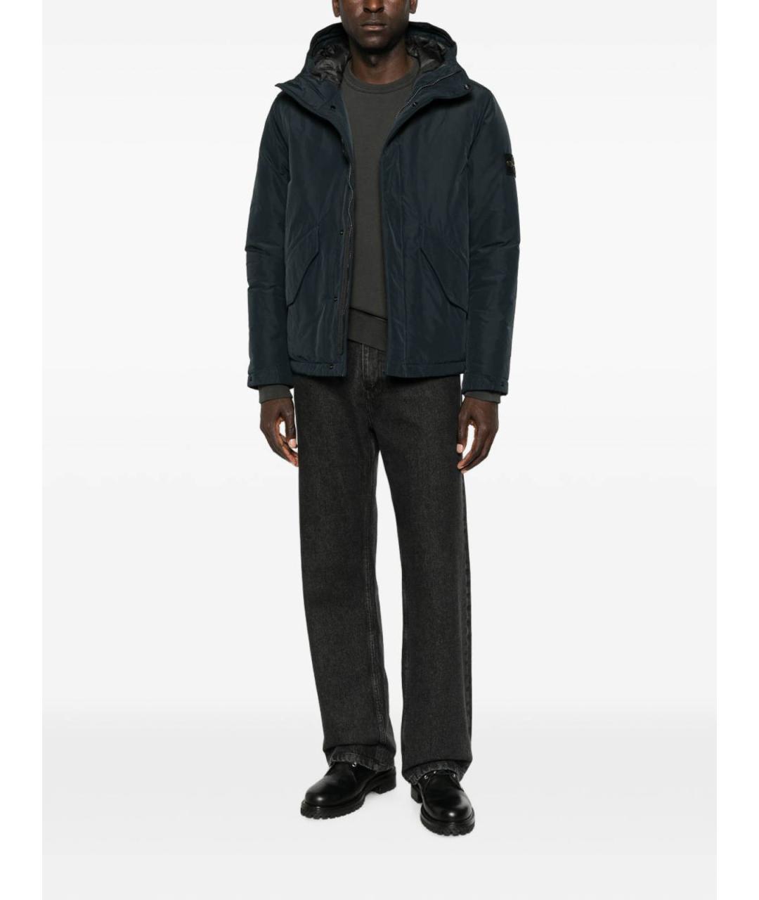 STONE ISLAND Темно-синяя полиэстеровая куртка, фото 3
