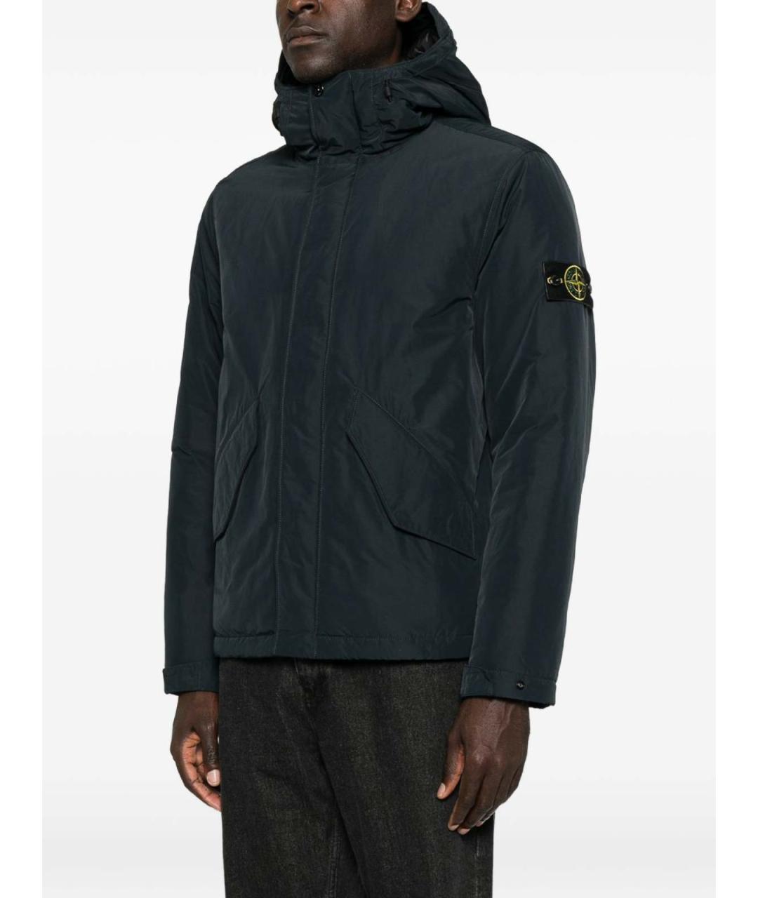 STONE ISLAND Темно-синяя полиэстеровая куртка, фото 2