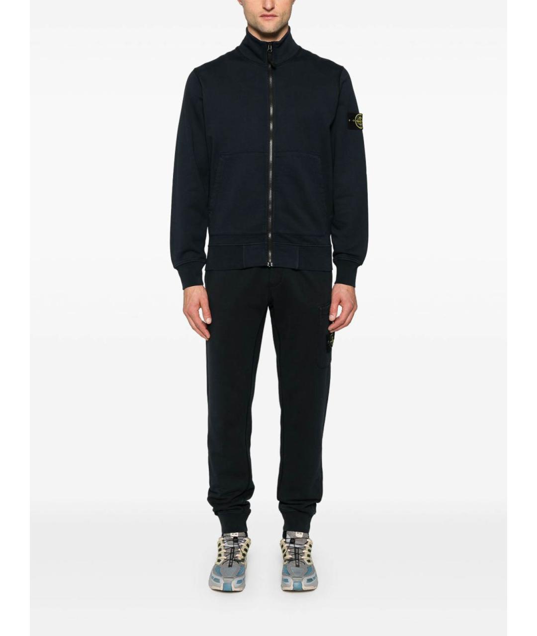STONE ISLAND Темно-синие хлопковые повседневные брюки, фото 4