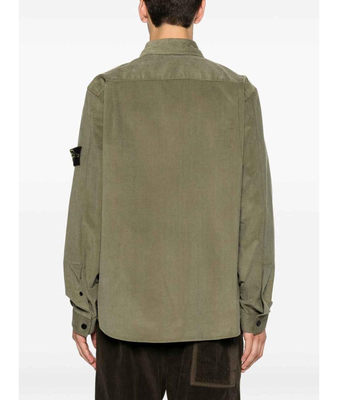 STONE ISLAND Хаки хлопковая кэжуал рубашка, фото 5