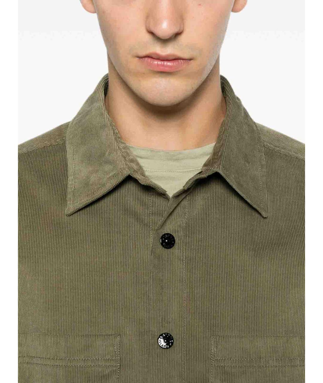 STONE ISLAND Хаки хлопковая кэжуал рубашка, фото 3