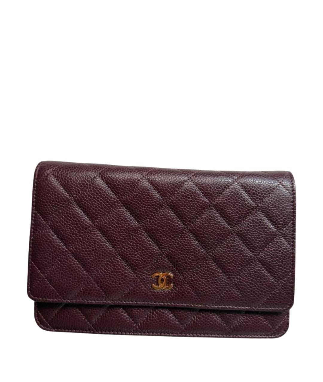 CHANEL Бордовая кожаная сумка через плечо, фото 1