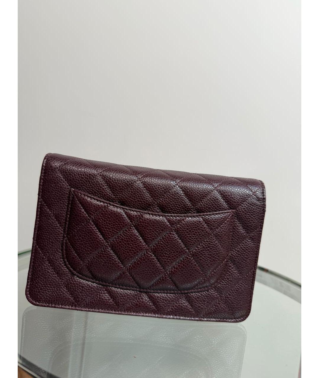 CHANEL Бордовая кожаная сумка через плечо, фото 3