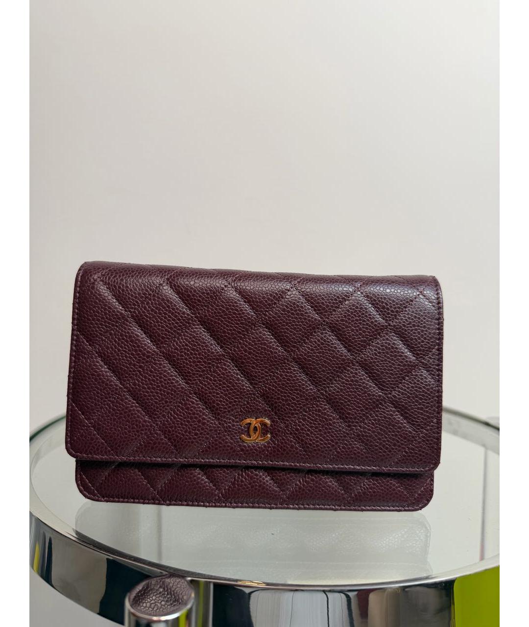 CHANEL Бордовая кожаная сумка через плечо, фото 5