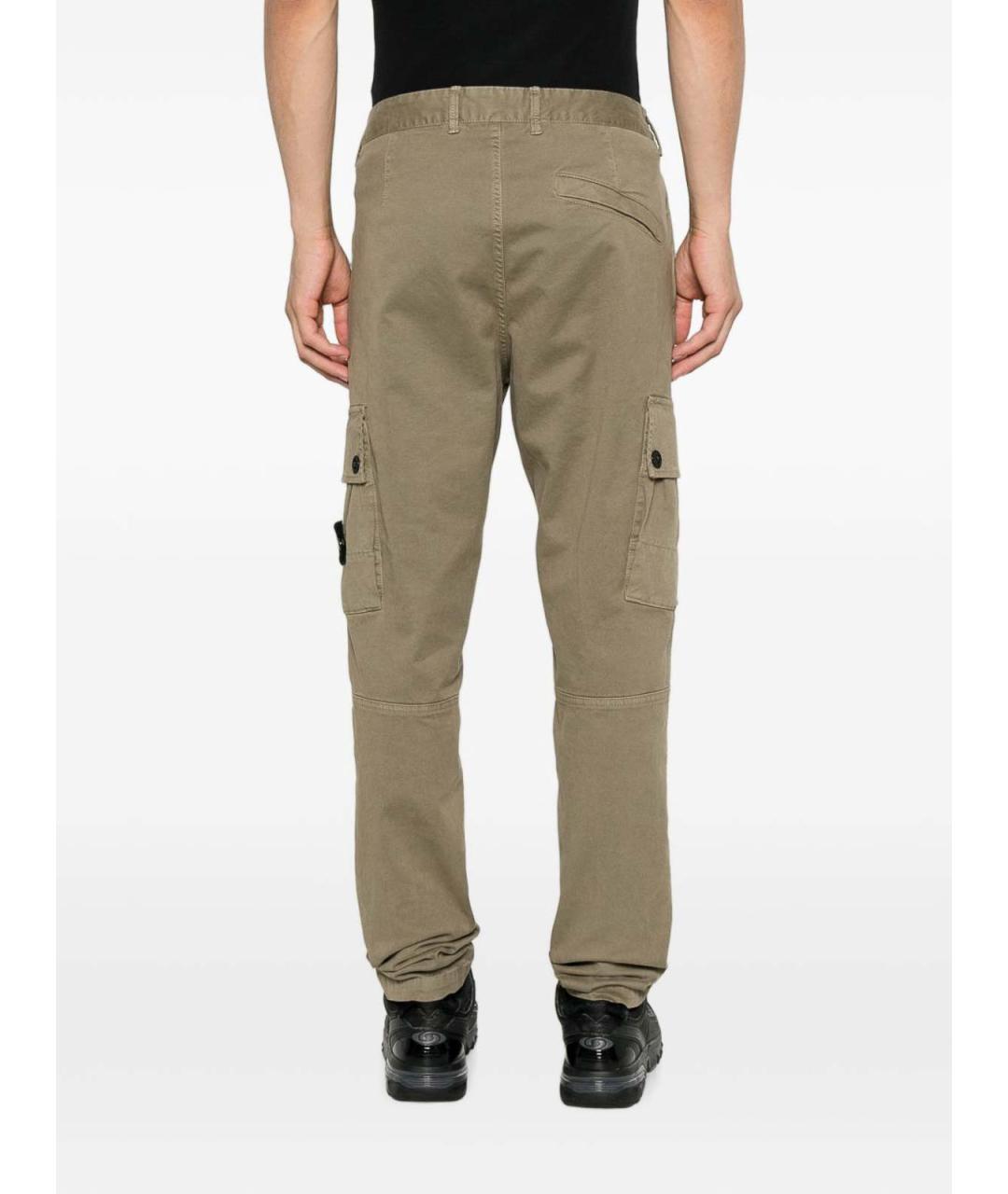 STONE ISLAND Зеленые хлопковые повседневные брюки, фото 3