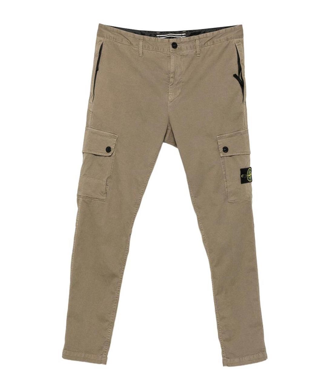 STONE ISLAND Зеленые хлопковые повседневные брюки, фото 1
