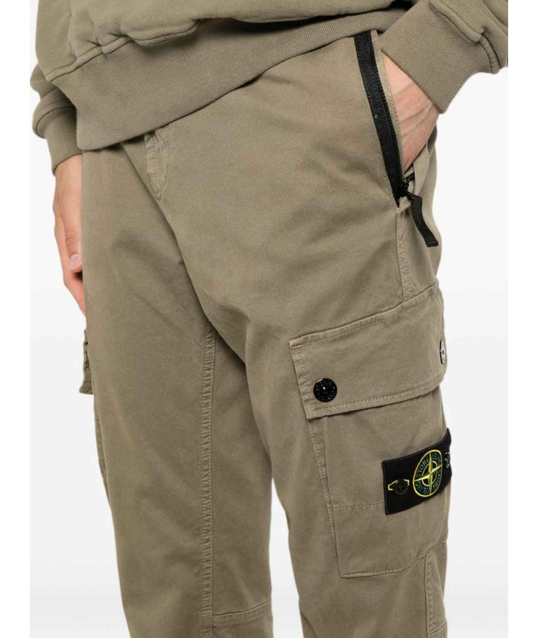 STONE ISLAND Зеленые хлопковые повседневные брюки, фото 5