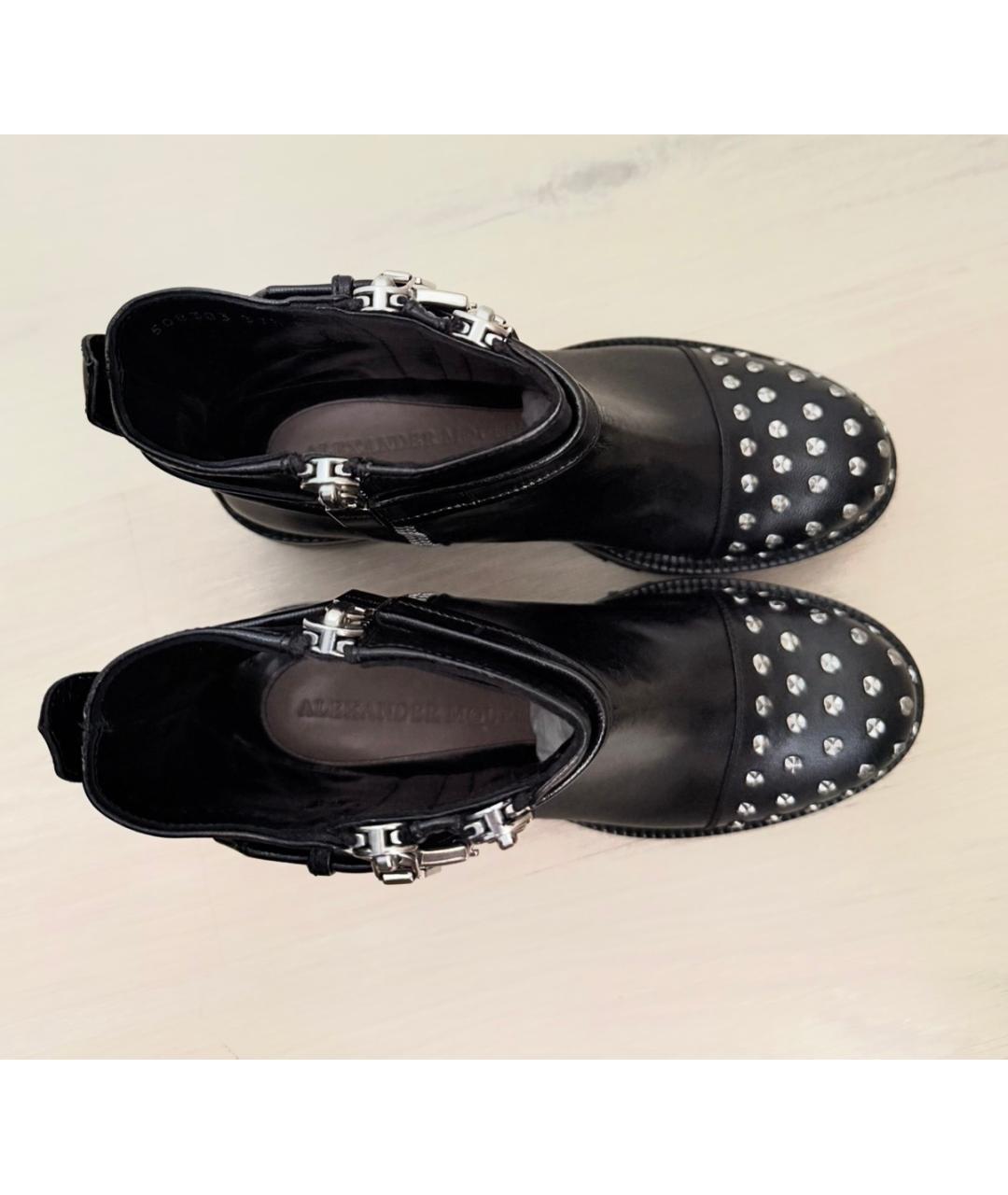 ALEXANDER MCQUEEN Черные кожаные ботинки, фото 2