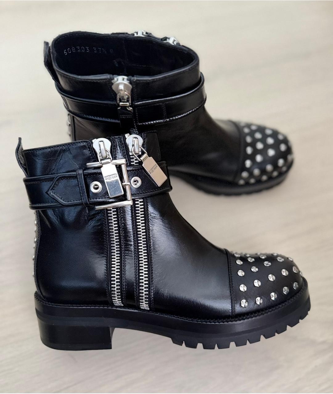 ALEXANDER MCQUEEN Черные кожаные ботинки, фото 10