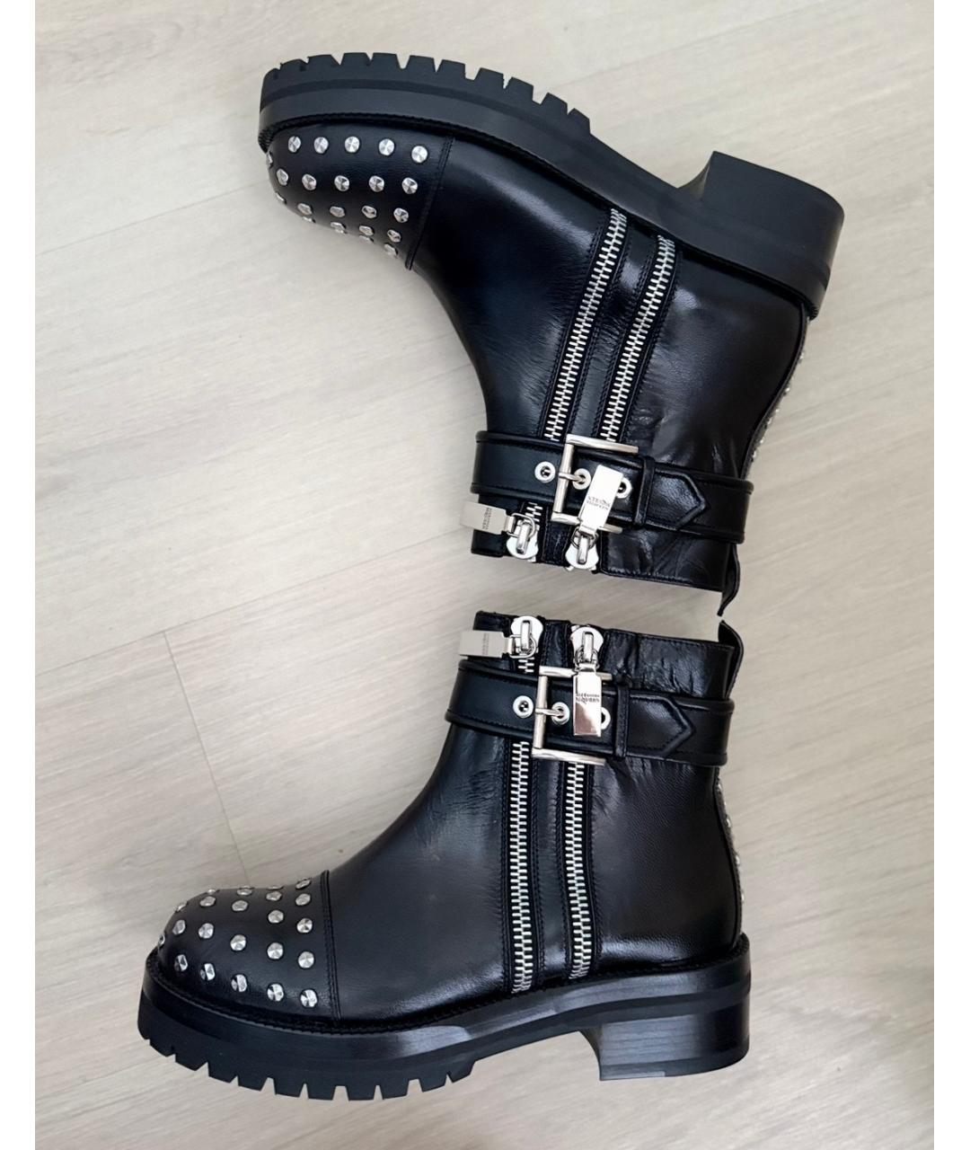 ALEXANDER MCQUEEN Черные кожаные ботинки, фото 4