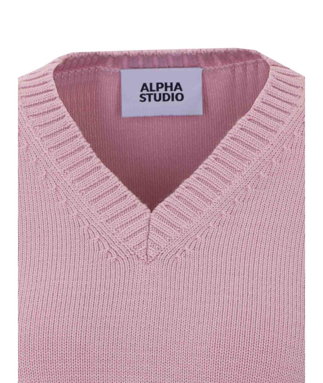 ALPHA STUDIO Розовый шерстяной джемпер / свитер, фото 4