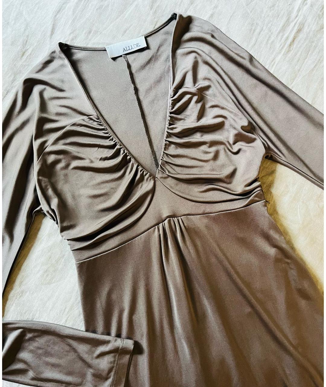 ALLUDE Антрацитовое шелковое коктейльное платье, фото 4