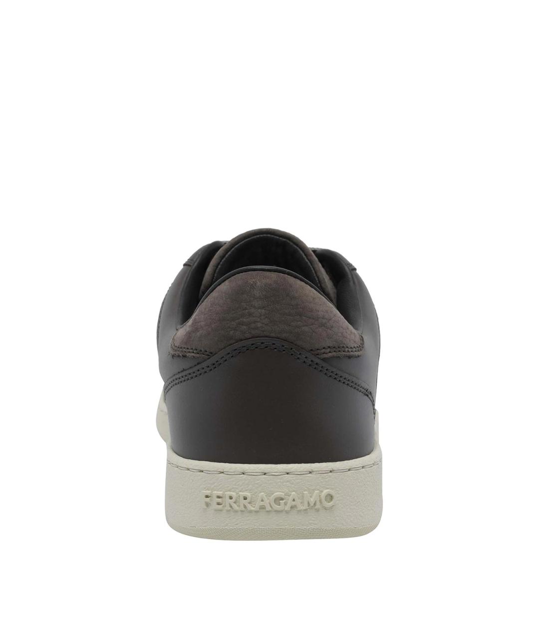FERRAGAMO Серые кожаные низкие кроссовки / кеды, фото 4