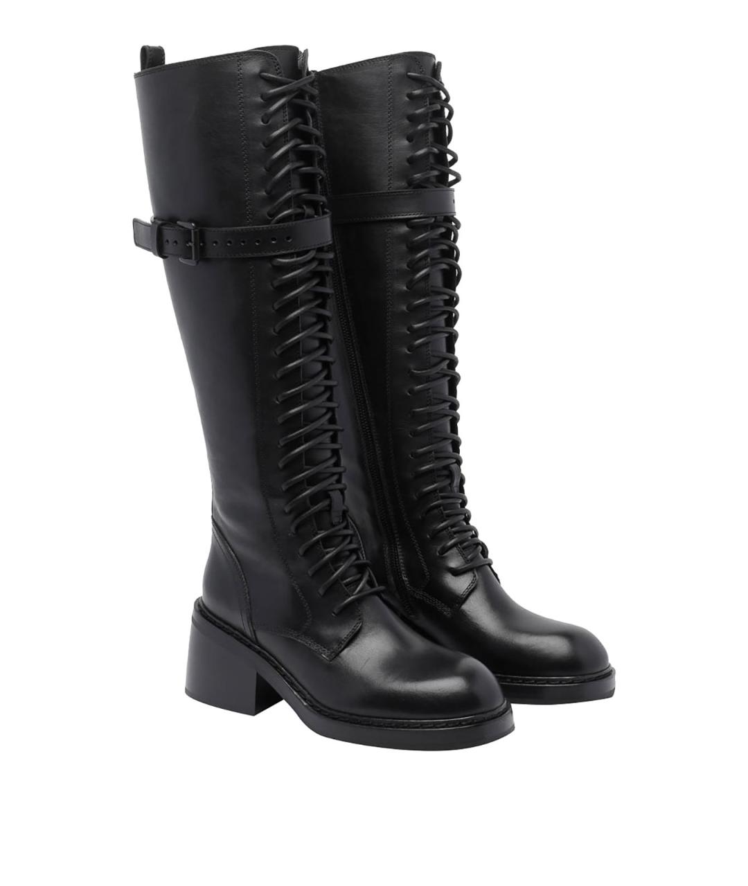 ANN DEMEULEMEESTER Черные кожаные сапоги, фото 2