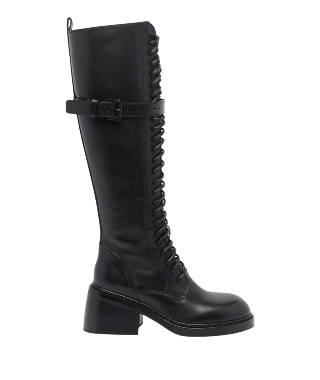 ANN DEMEULEMEESTER Черные кожаные сапоги, фото 1