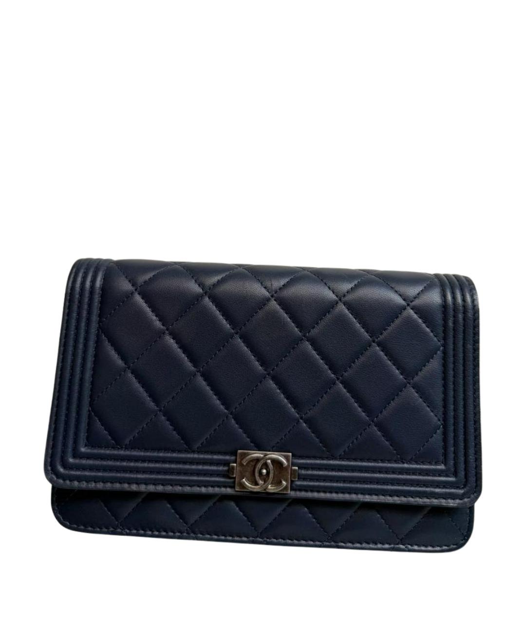 CHANEL Темно-синяя кожаная сумка через плечо, фото 1