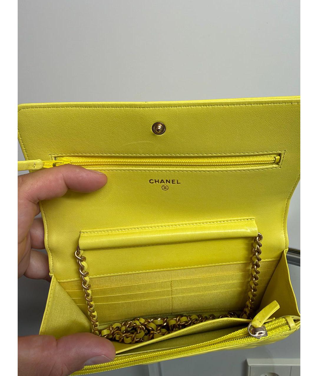 CHANEL Желтая кожаная сумка через плечо, фото 4