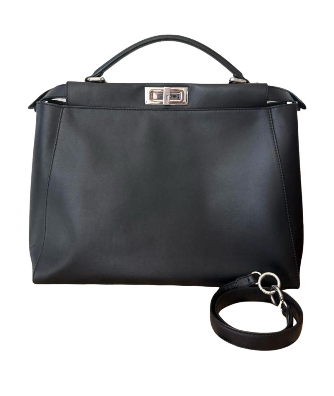 FENDI Черная кожаная сумка тоут, фото 1